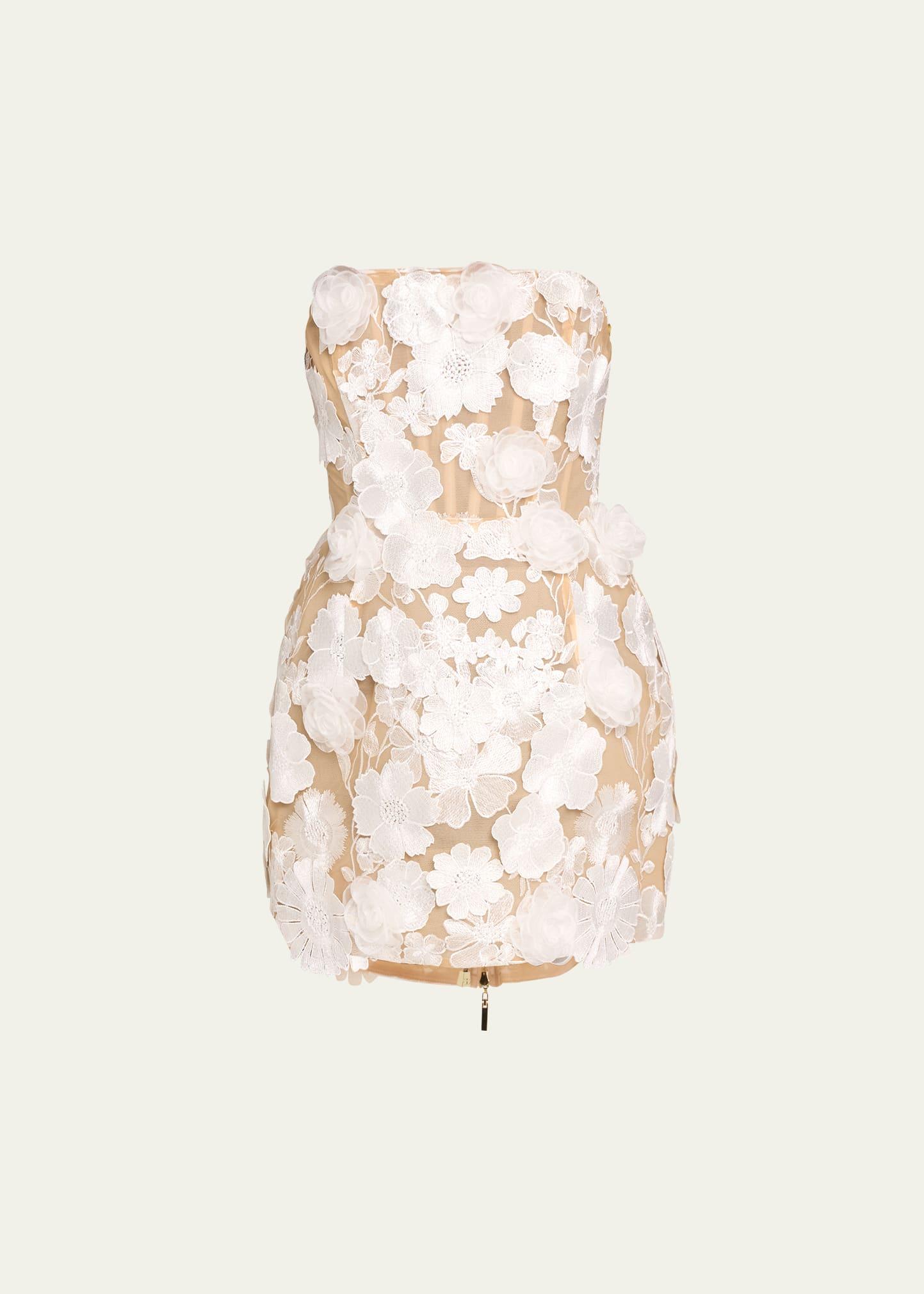 jasmine maraya embroidered strapless mini dress