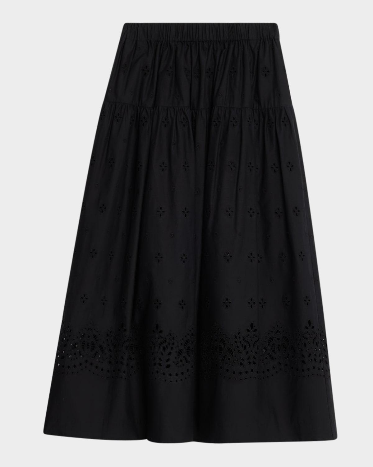 jay eyelet midi skirt