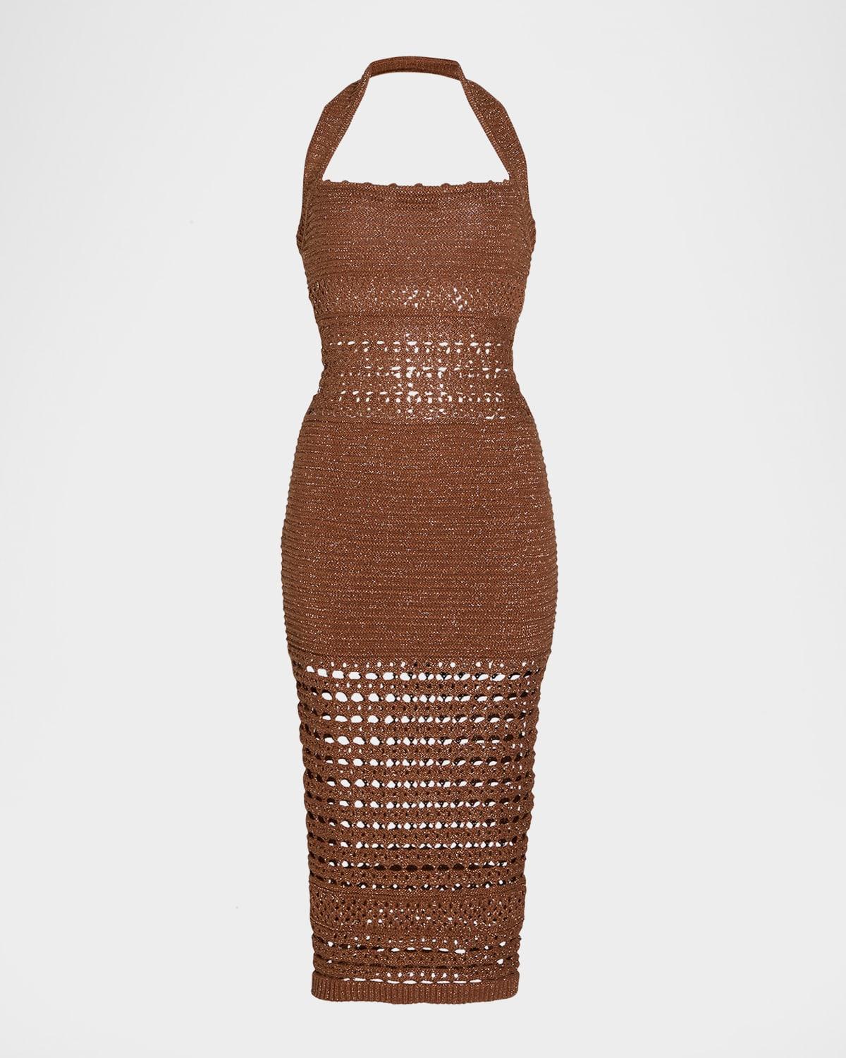 jaycee crochet halter midi dress