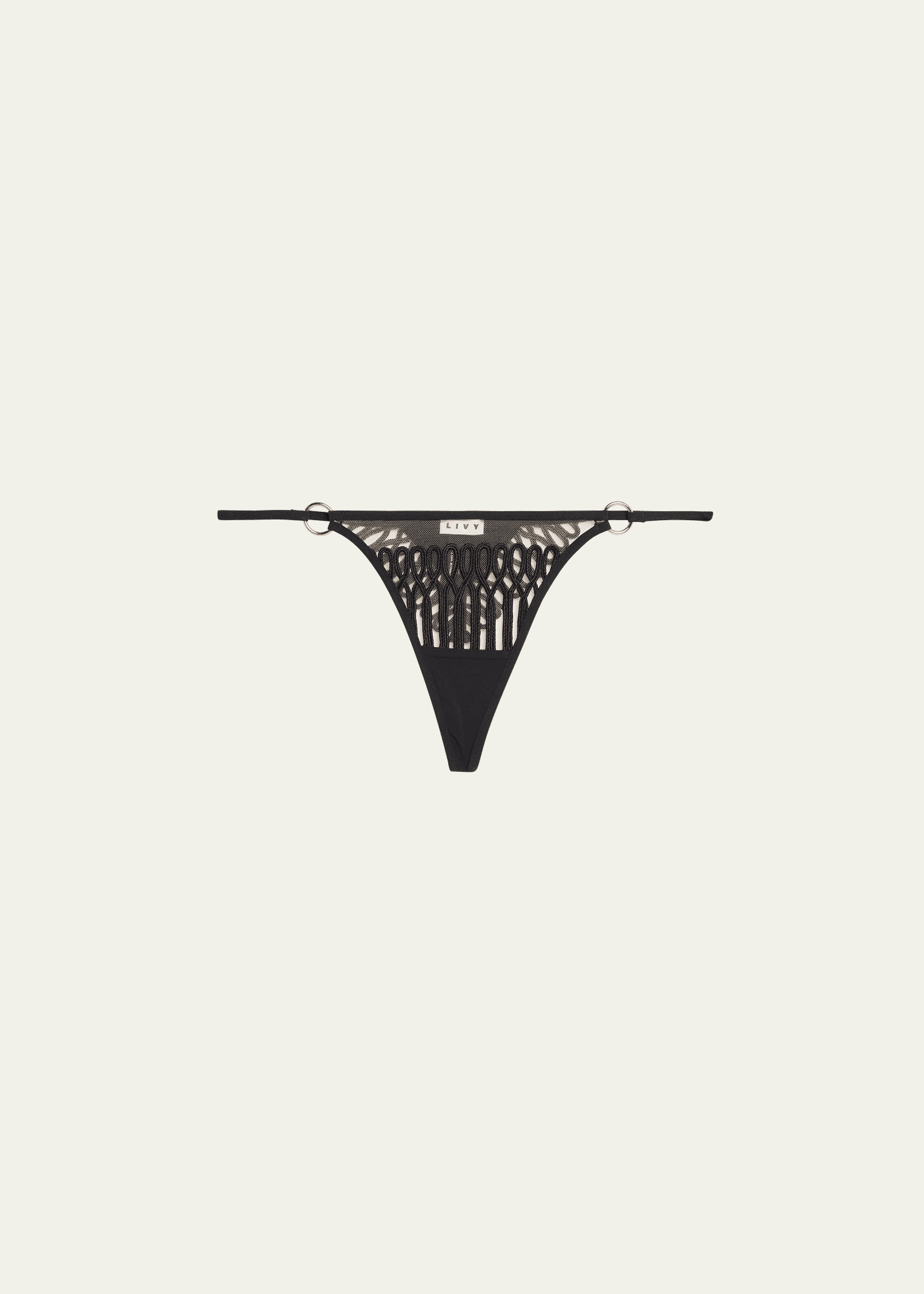 jazz cord-embroidered tulle thong
