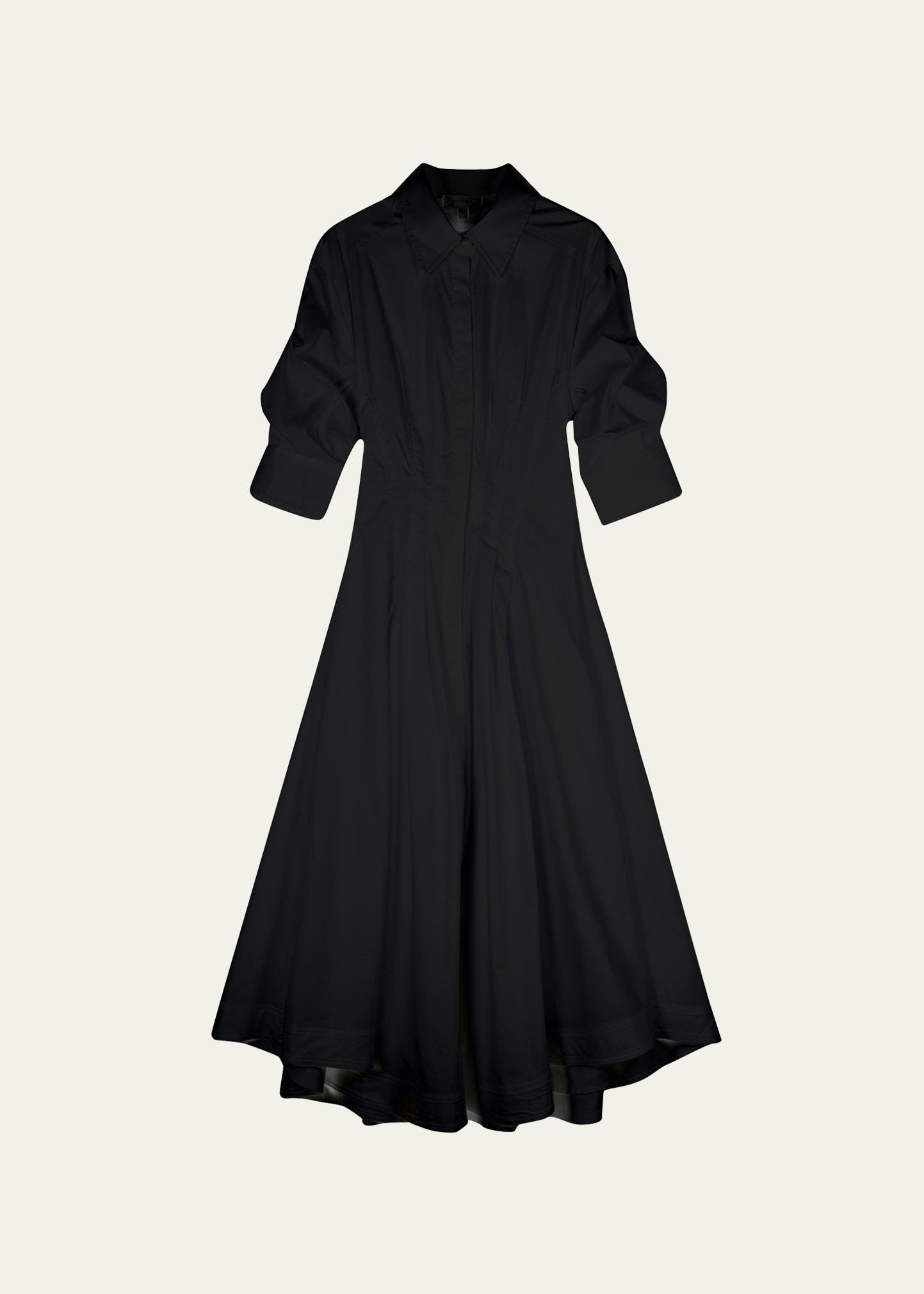 jazz core cotton poplin pintuck midi dress