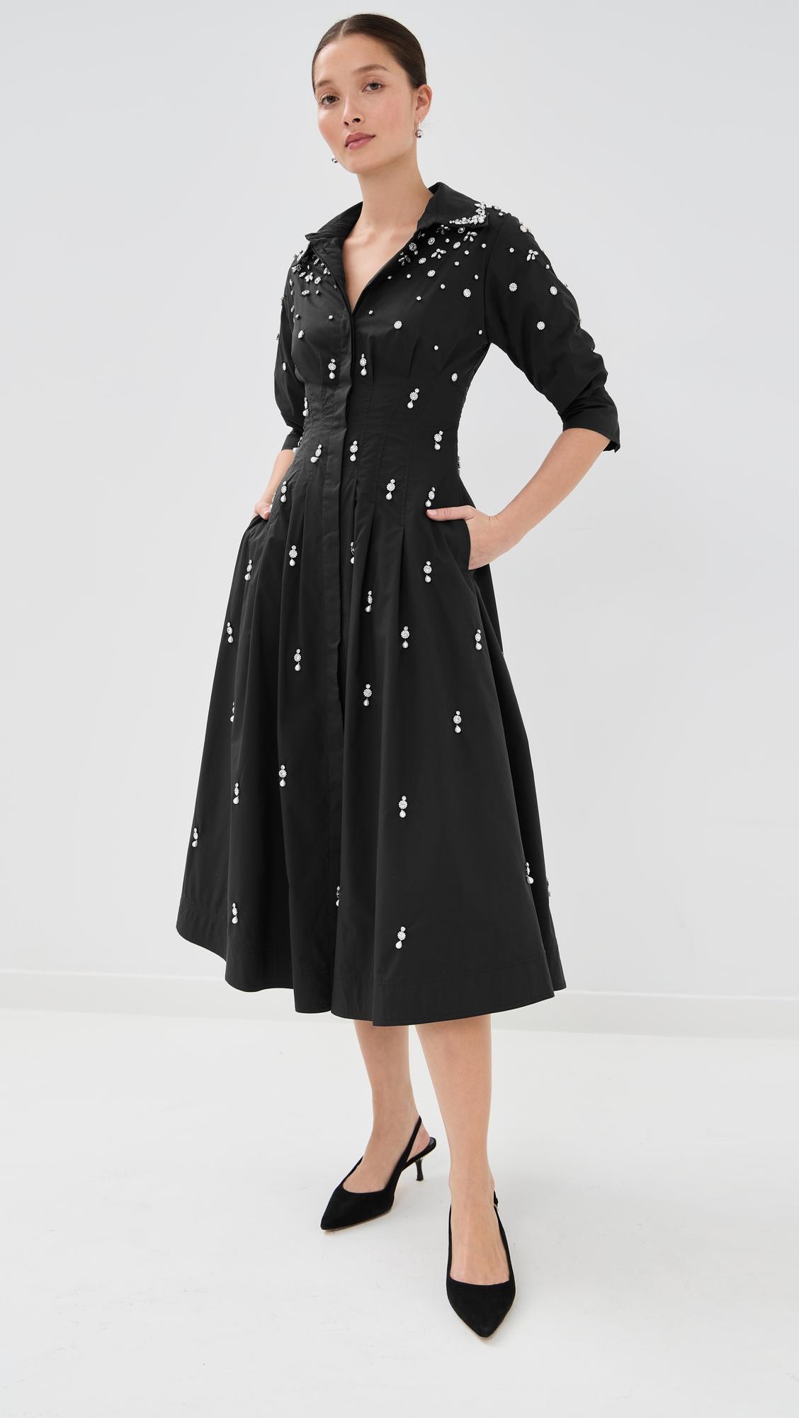jazz embellished pintuck midi dress