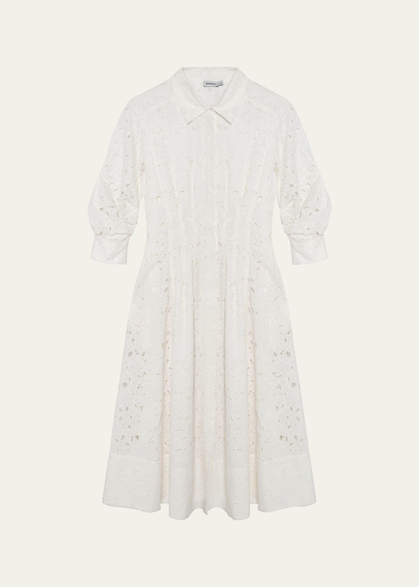 jazz embroidered midi shirtdress