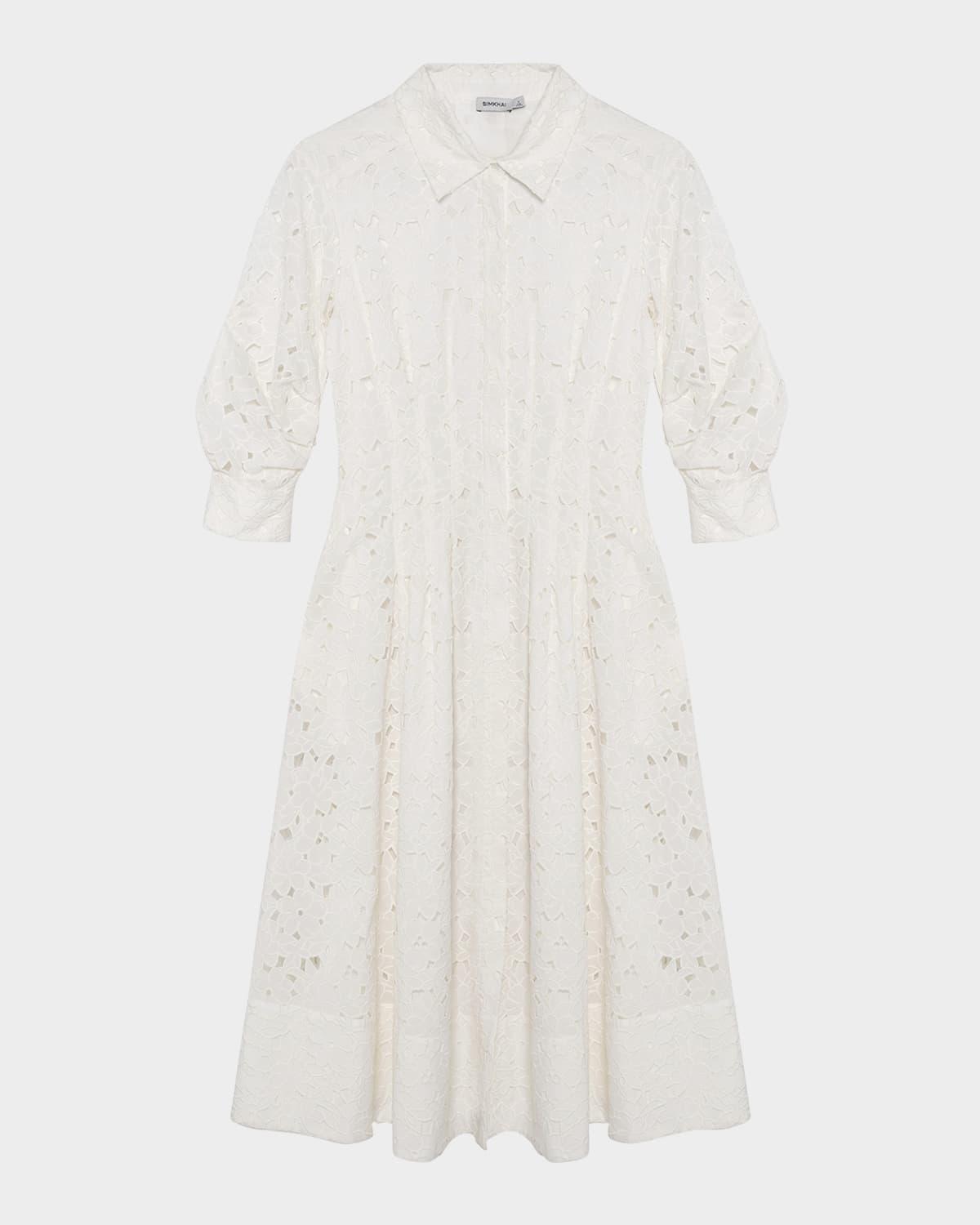 jazz embroidered midi shirtdress