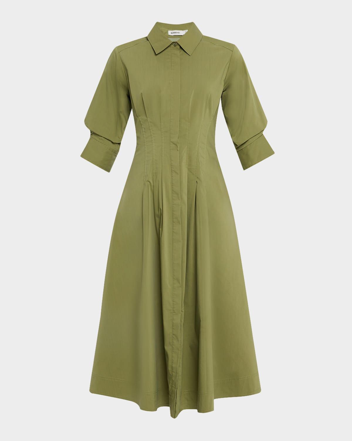 jazz pintuck midi shirtdress