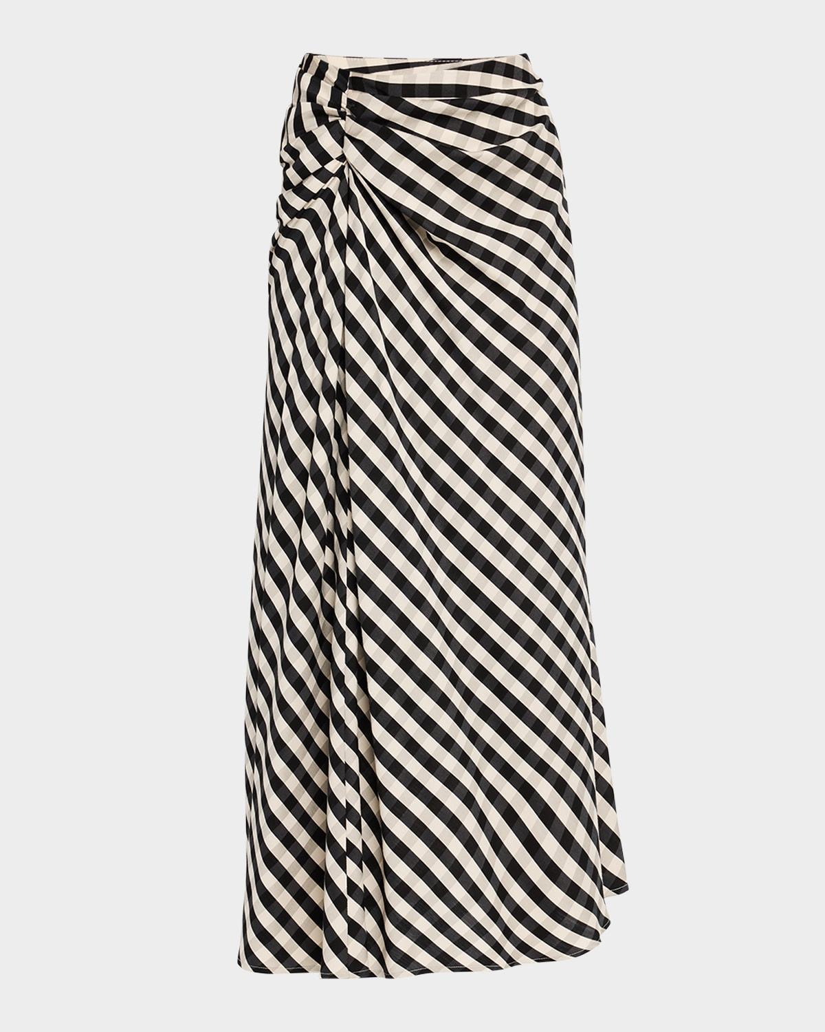 jean check midi skirt