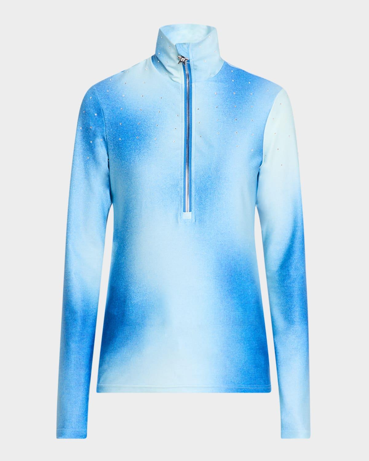 jean crystal denim printed ski pully