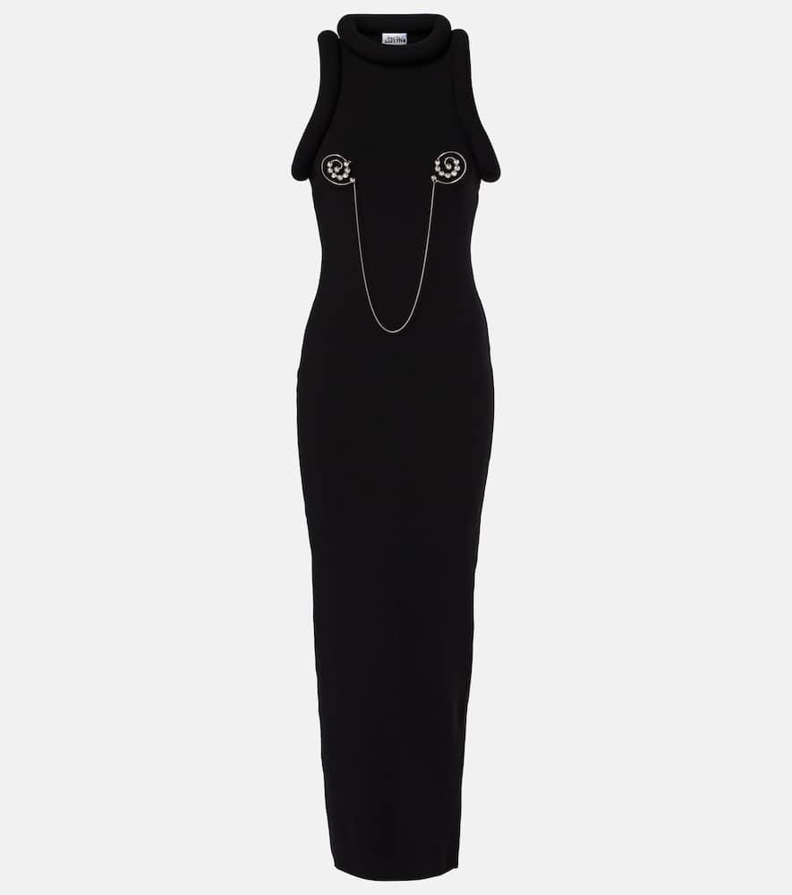 jean paul gaultier 3d embellished jersey maxi dress