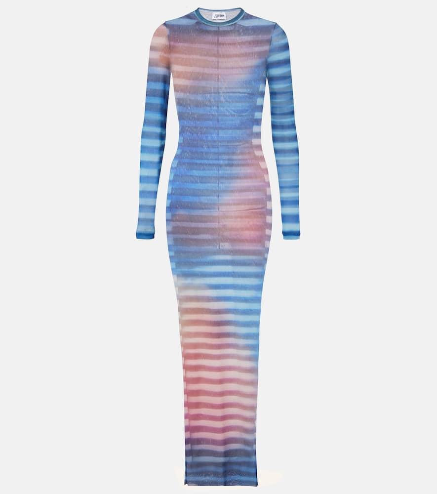 jean paul gaultier air striped tulle maxi dress