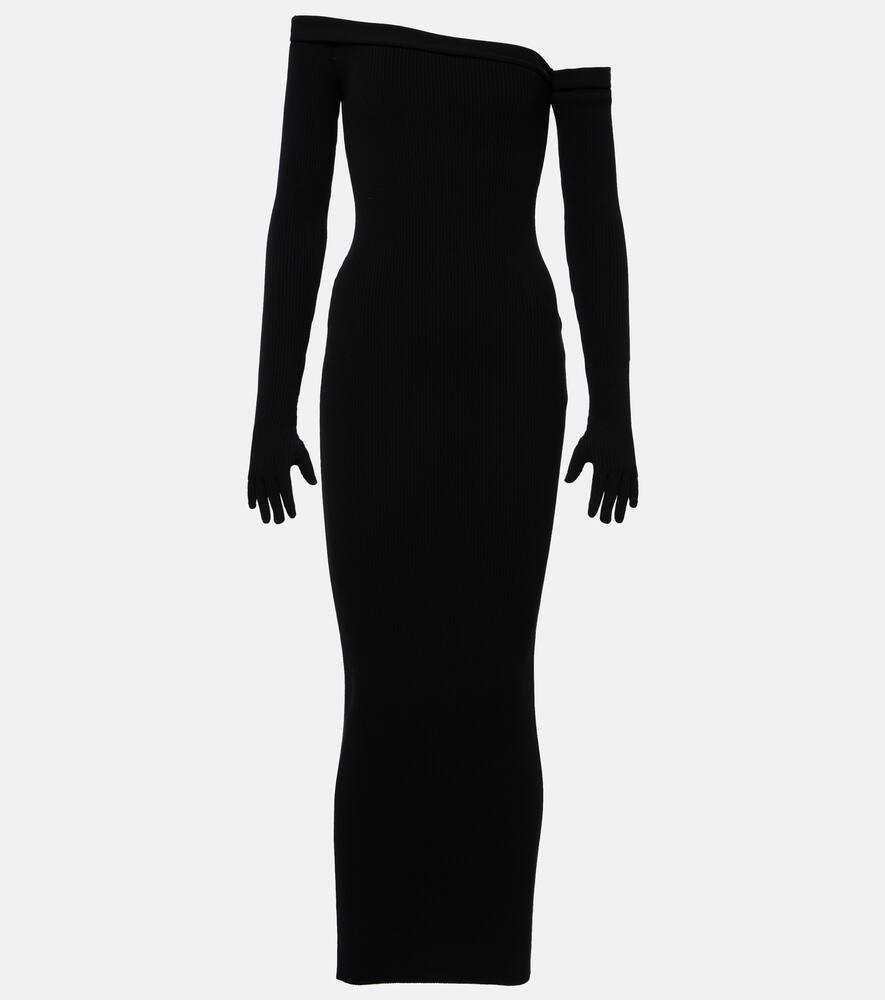 jean paul gaultier asymmetric maxi dress with gloves
