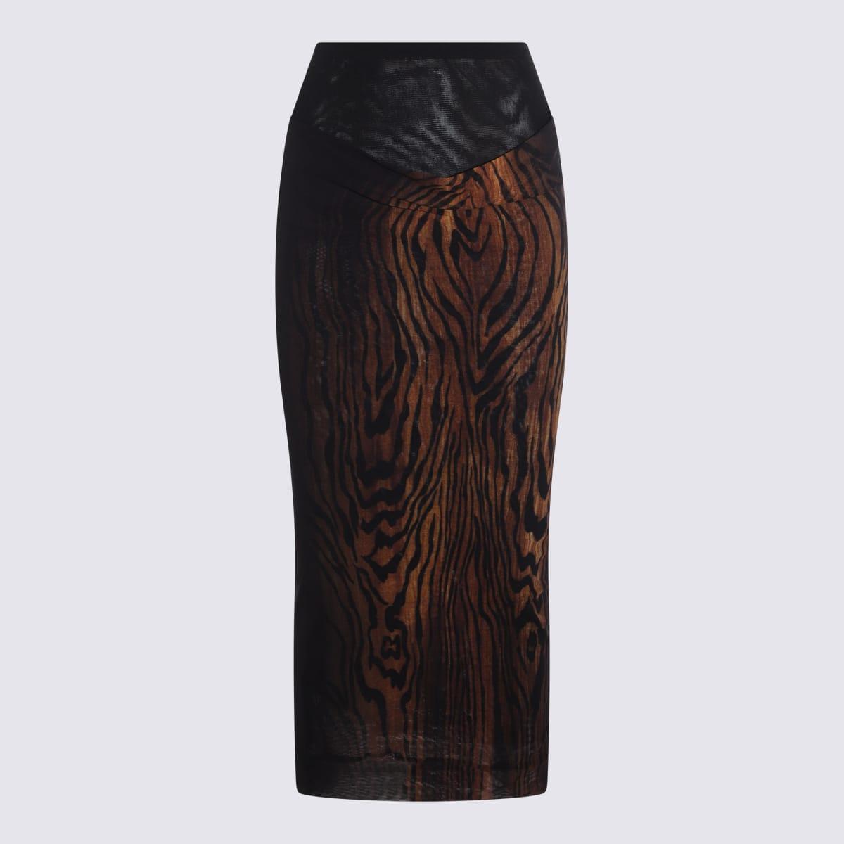 jean paul gaultier black and red midi skirt