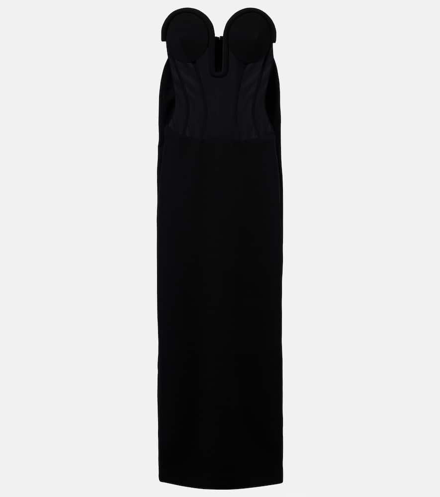 jean paul gaultier crêpe and tulle corset maxi dress