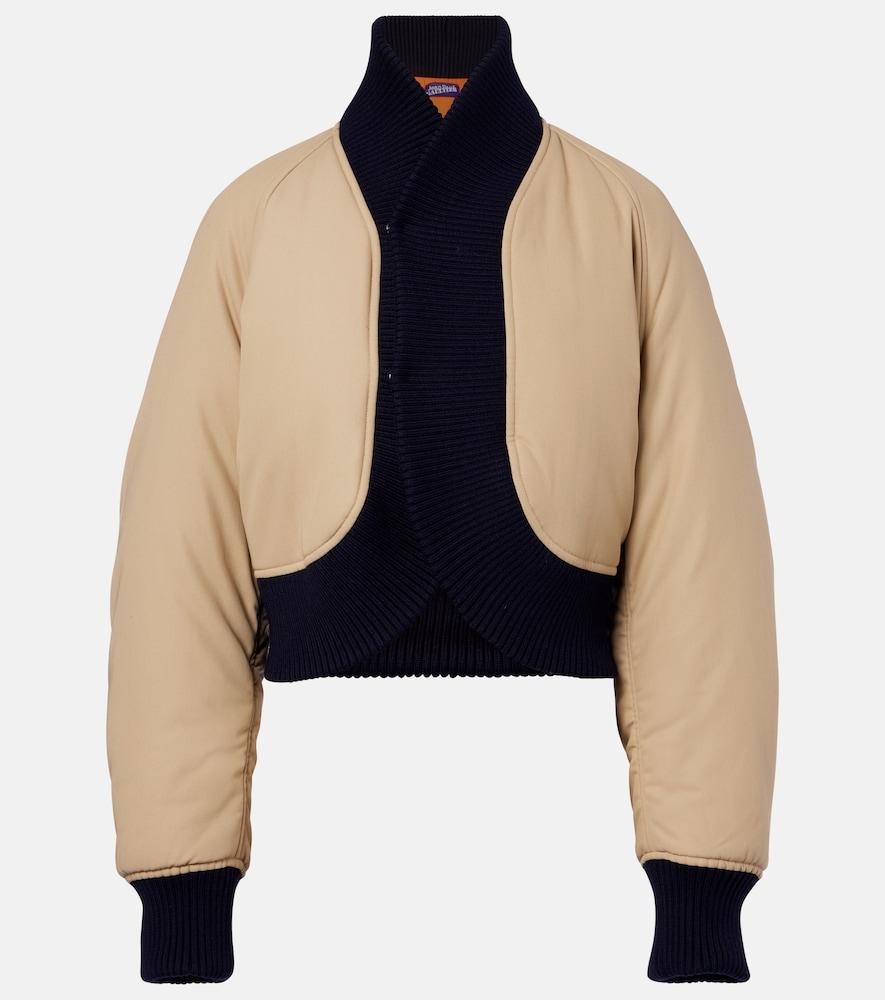 jean paul gaultier cropped cotton bomber jacket