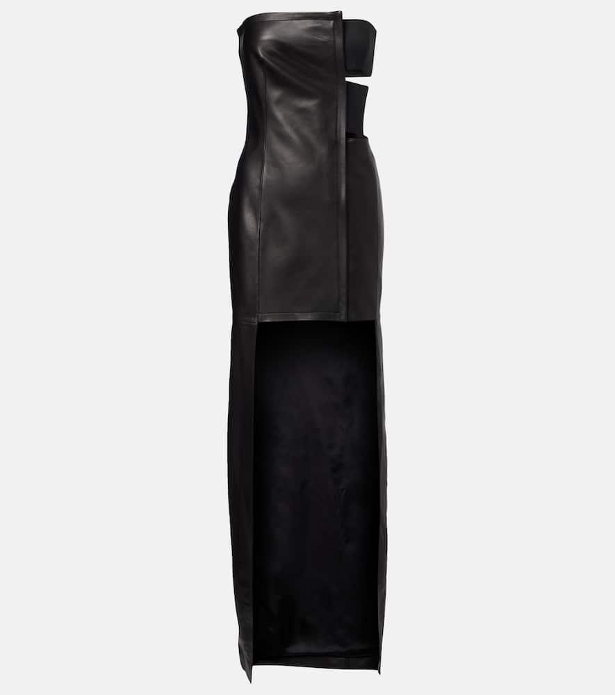 jean paul gaultier cutout asymmetric leather maxi dress