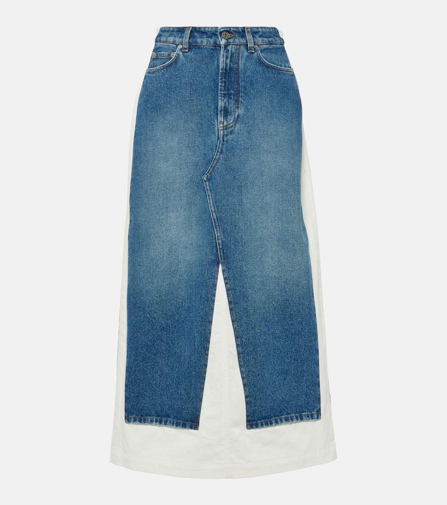 jean paul gaultier denim and cotton maxi skirt
