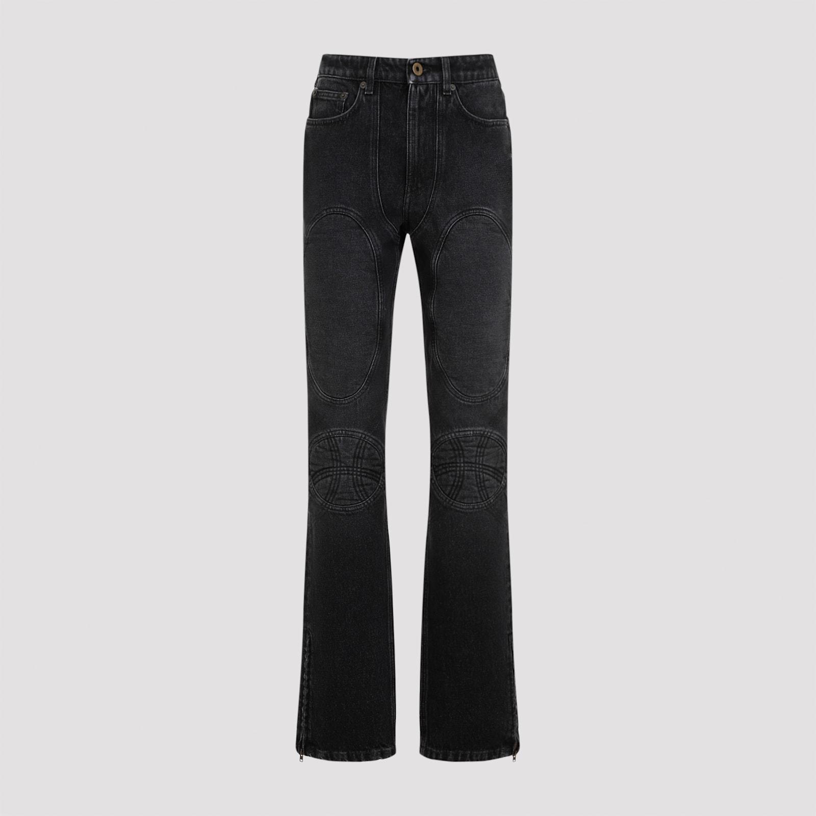 jean paul gaultier denim jeans with lacing and knee bonding detail