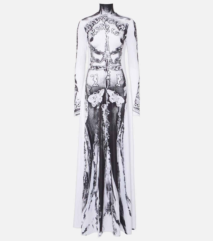 jean paul gaultier dentelle trompe l'oeil jersey gown