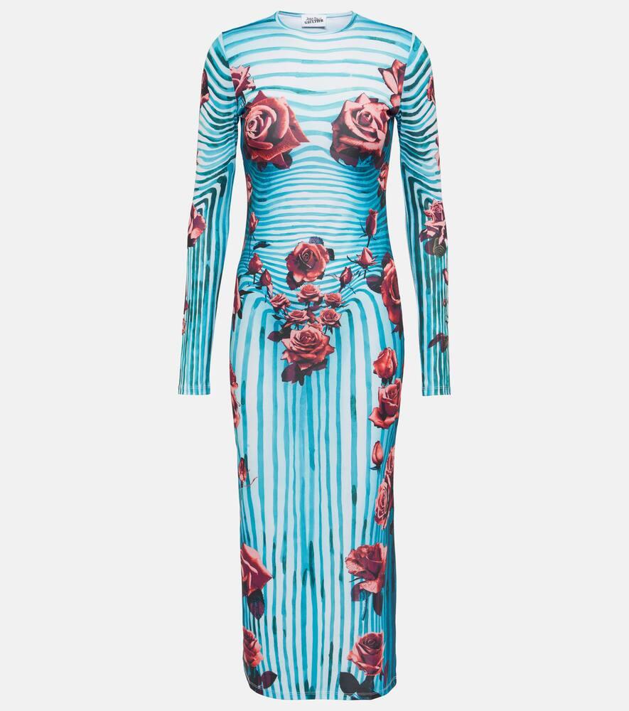 jean paul gaultier floral jersey midi dress