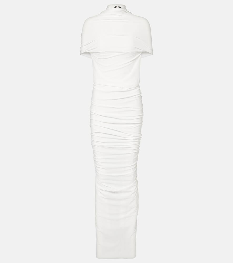 jean paul gaultier fringed ruched jersey maxi dress