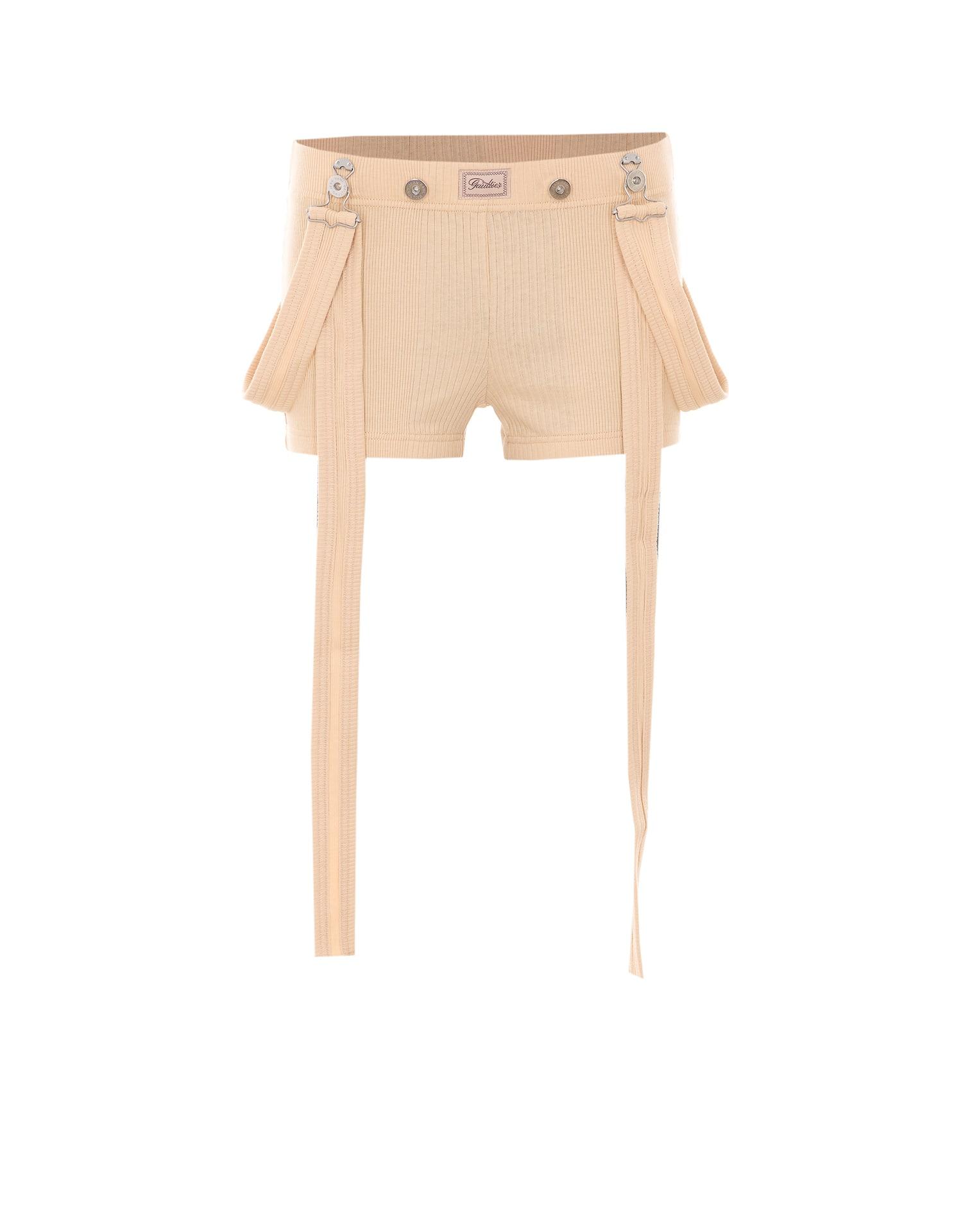 jean paul gaultier gaultier patch and overall buckles shorts