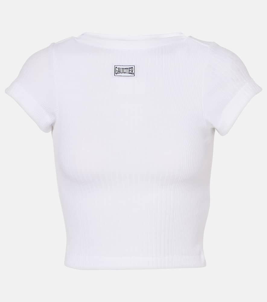 jean paul gaultier logo cotton jersey crop top