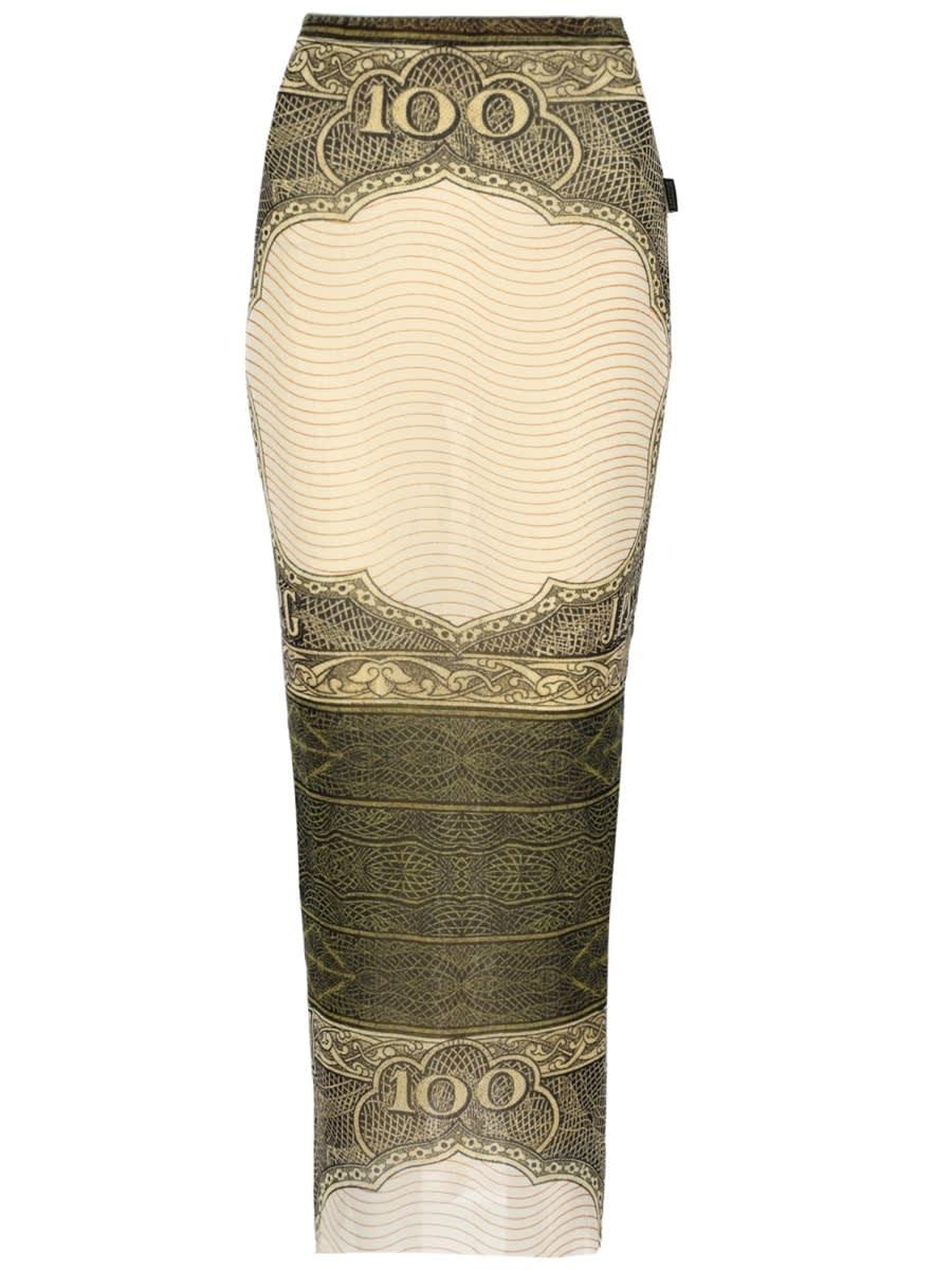jean paul gaultier long skirt with cartouche print