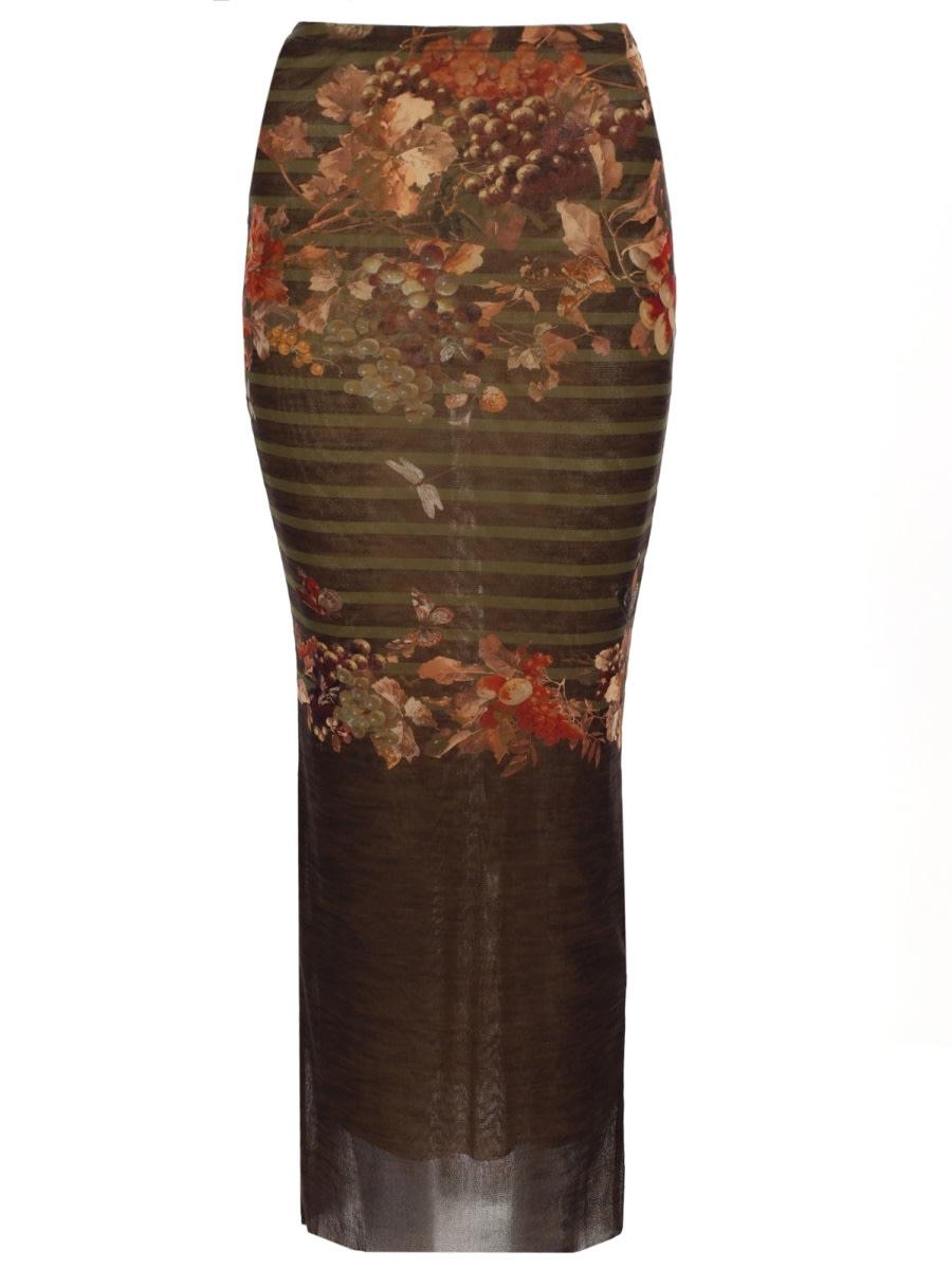 jean paul gaultier long skirt with mariniere grape print