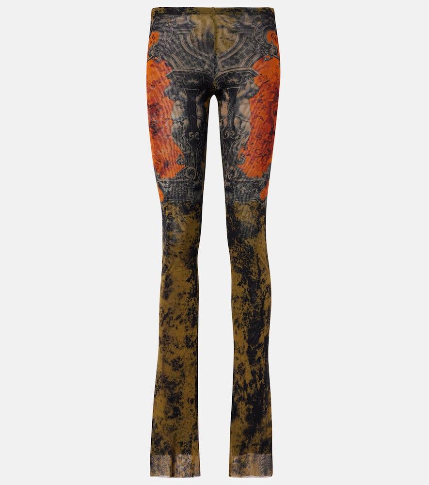 jean paul gaultier médaillon printed mesh slim pants