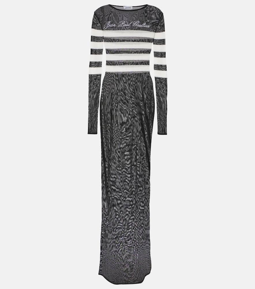 jean paul gaultier marinière striped mesh maxi dress