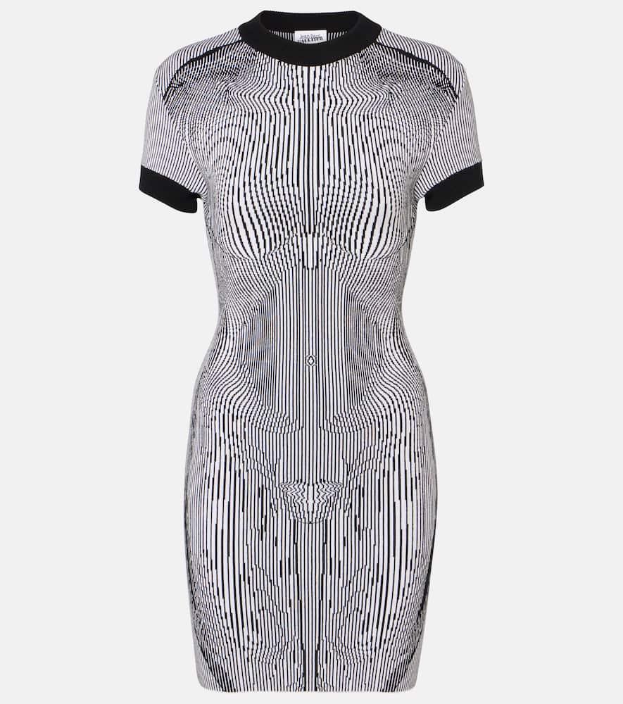 jean paul gaultier morphing pinstripe jacquard jersey minidress