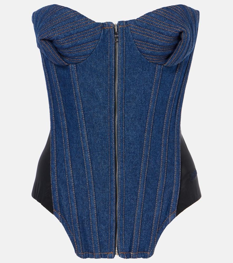 jean paul gaultier paneled denim corset