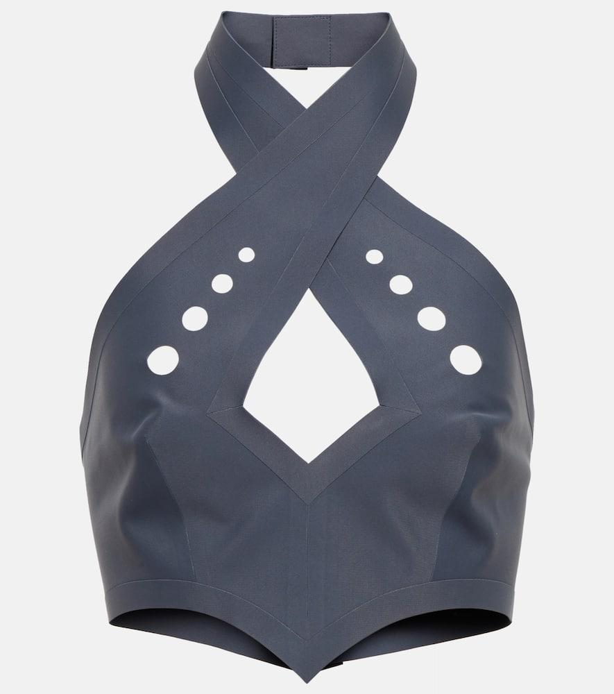 jean paul gaultier perforated jersey crop top