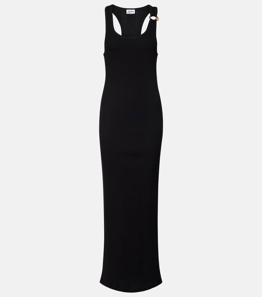jean paul gaultier piercing cotton jersey maxi dress