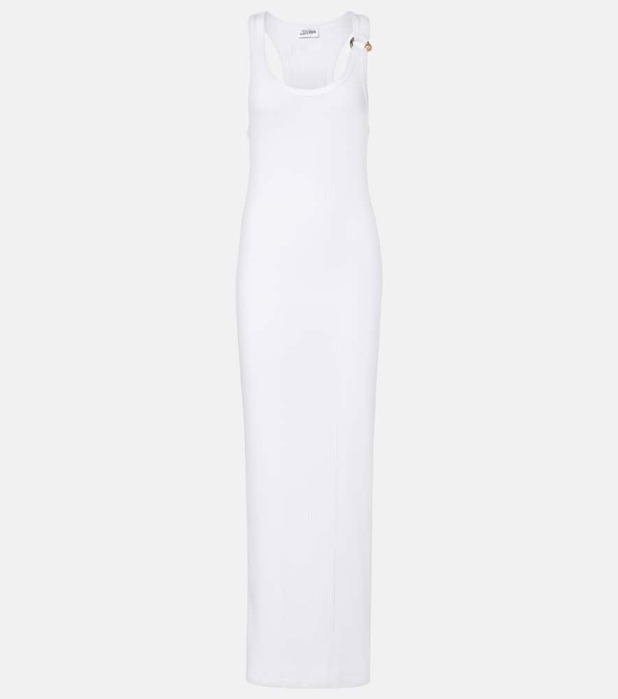 jean paul gaultier piercing cotton jersey maxi dress