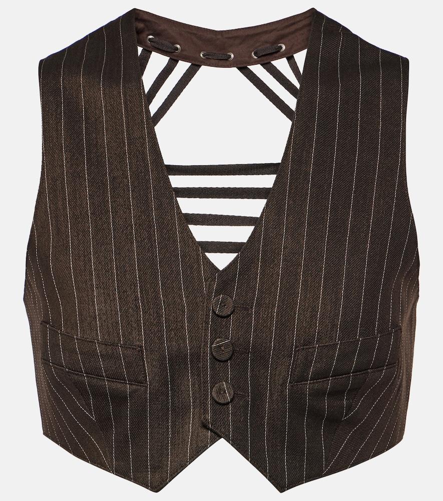 jean paul gaultier pinstripe cropped wool