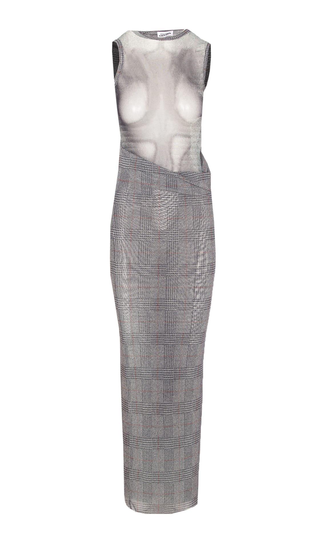 jean paul gaultier prince of wales mesh long dress