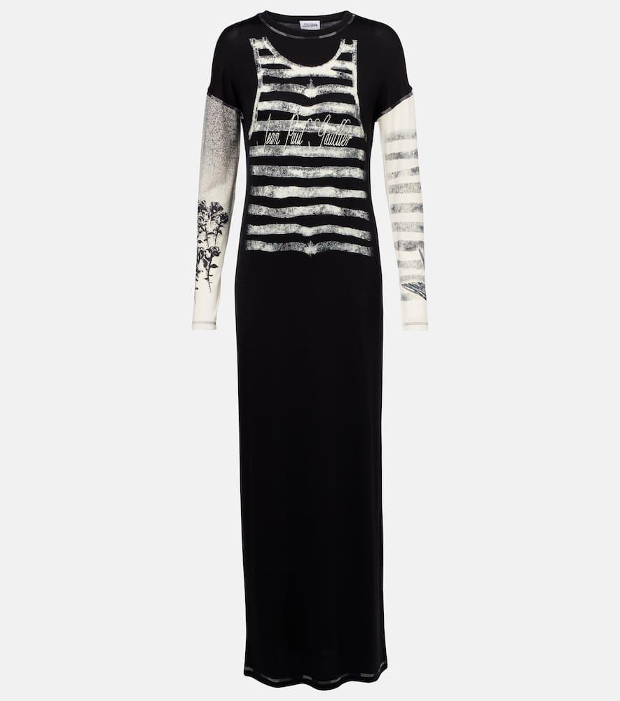 jean paul gaultier printed jersey maxi dress