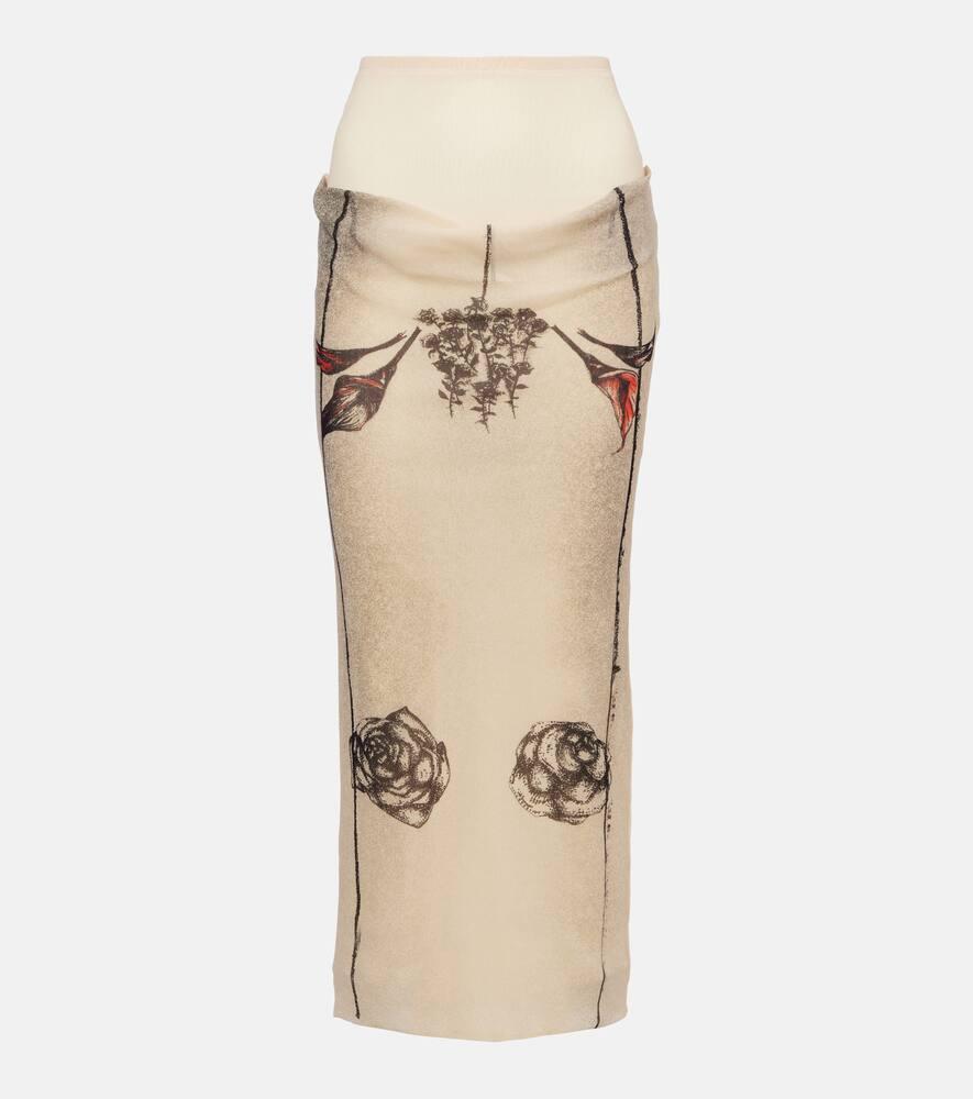 jean paul gaultier printed jersey midi skirt