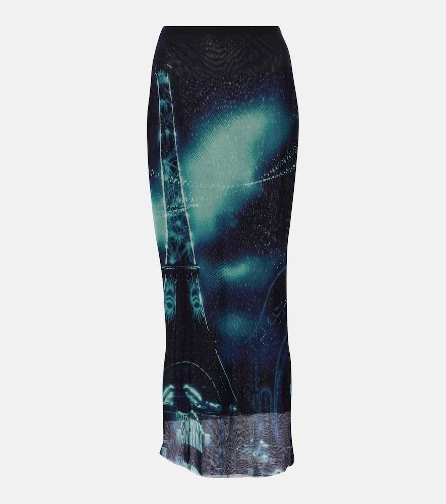 jean paul gaultier printed mesh midi skirt