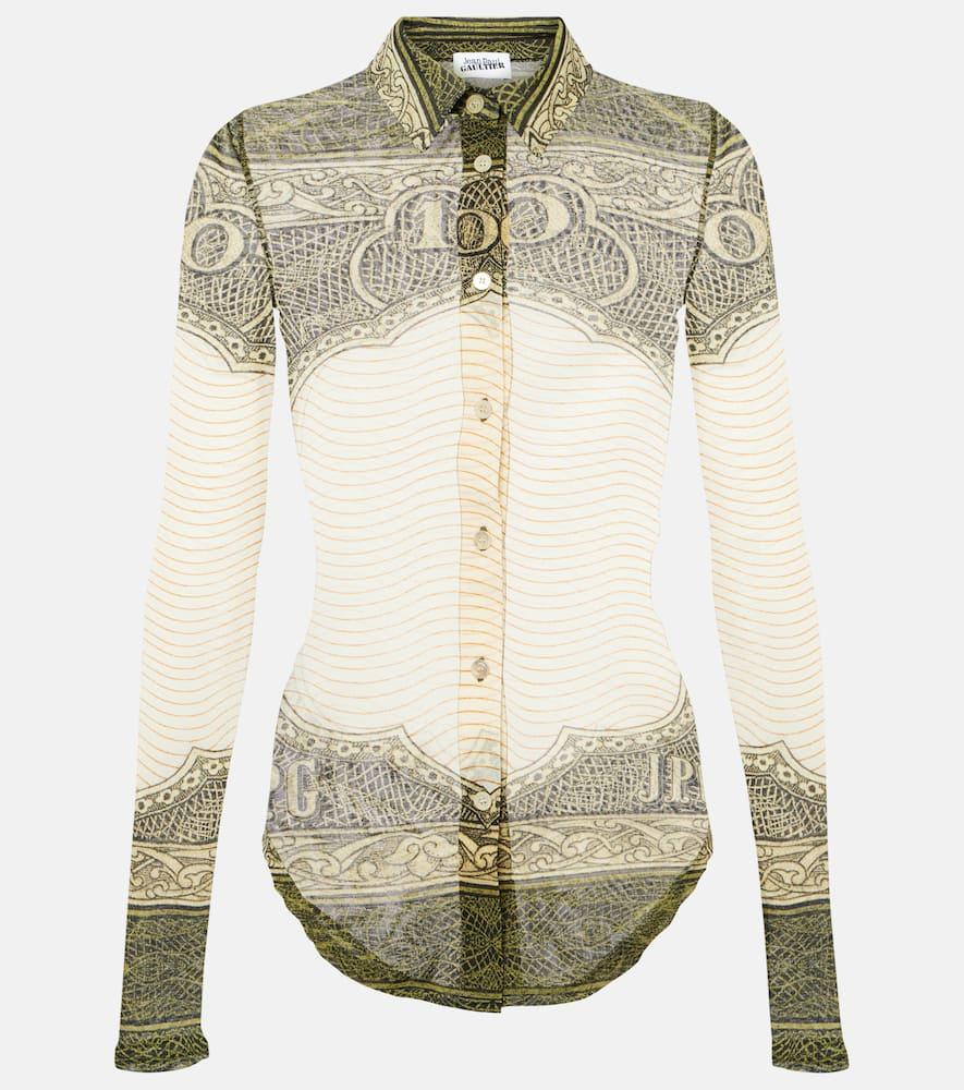 jean paul gaultier printed mesh shirt