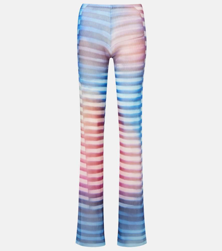 jean paul gaultier printed striped mesh flared pants