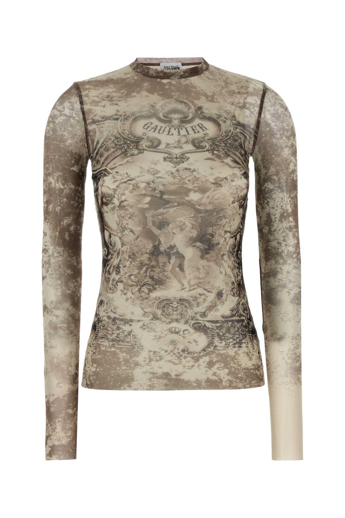 jean paul gaultier printed tulle tank top