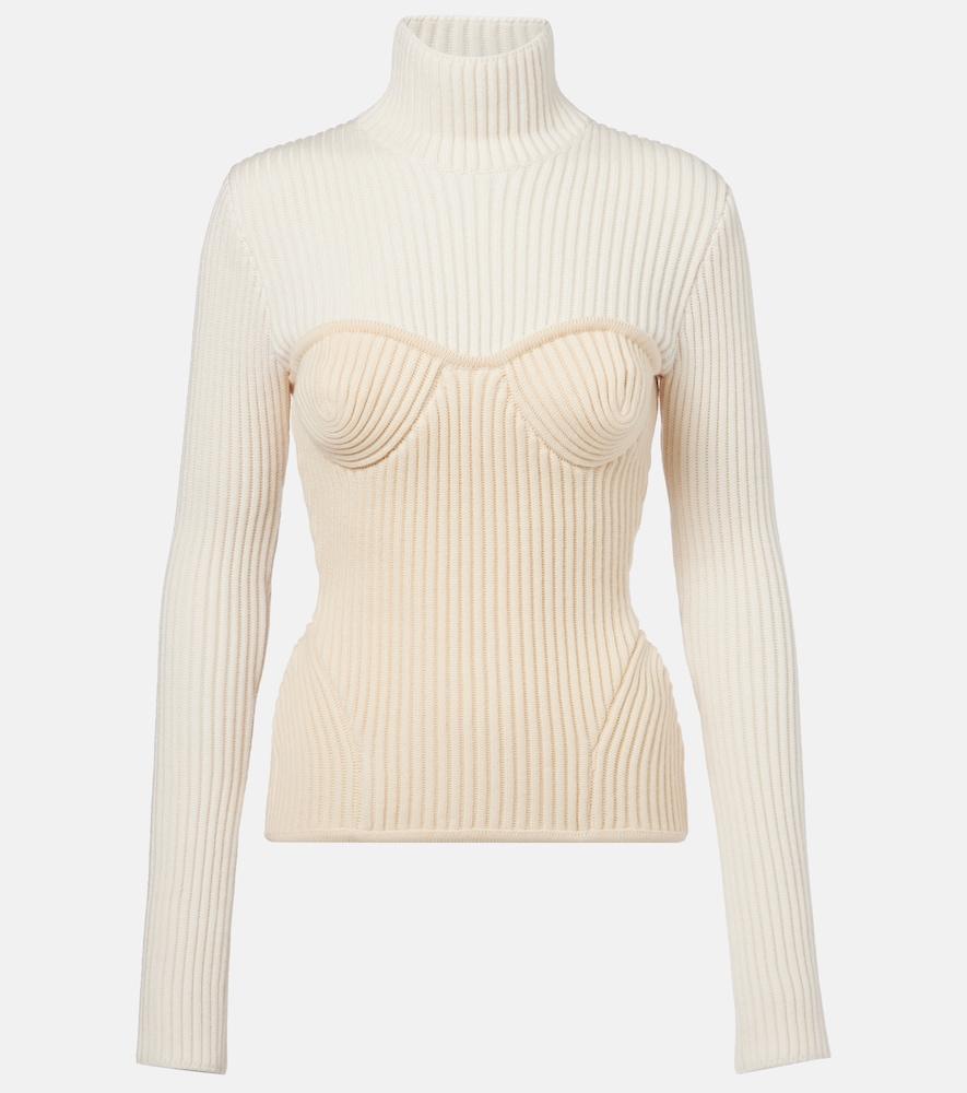 jean paul gaultier ribbed-knit wool-blend turtleneck sweater