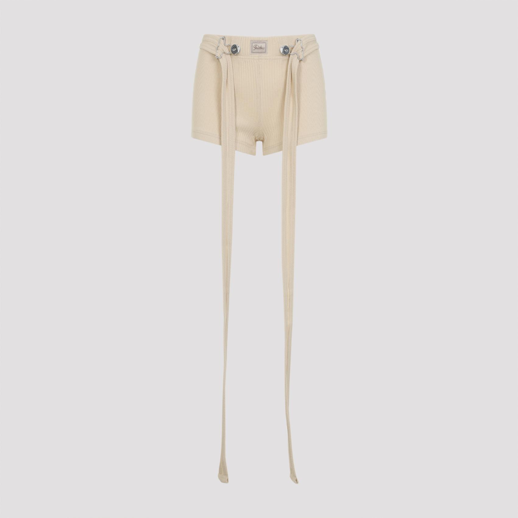jean paul gaultier ribbed shorts nude & neutrals cotton pant - women