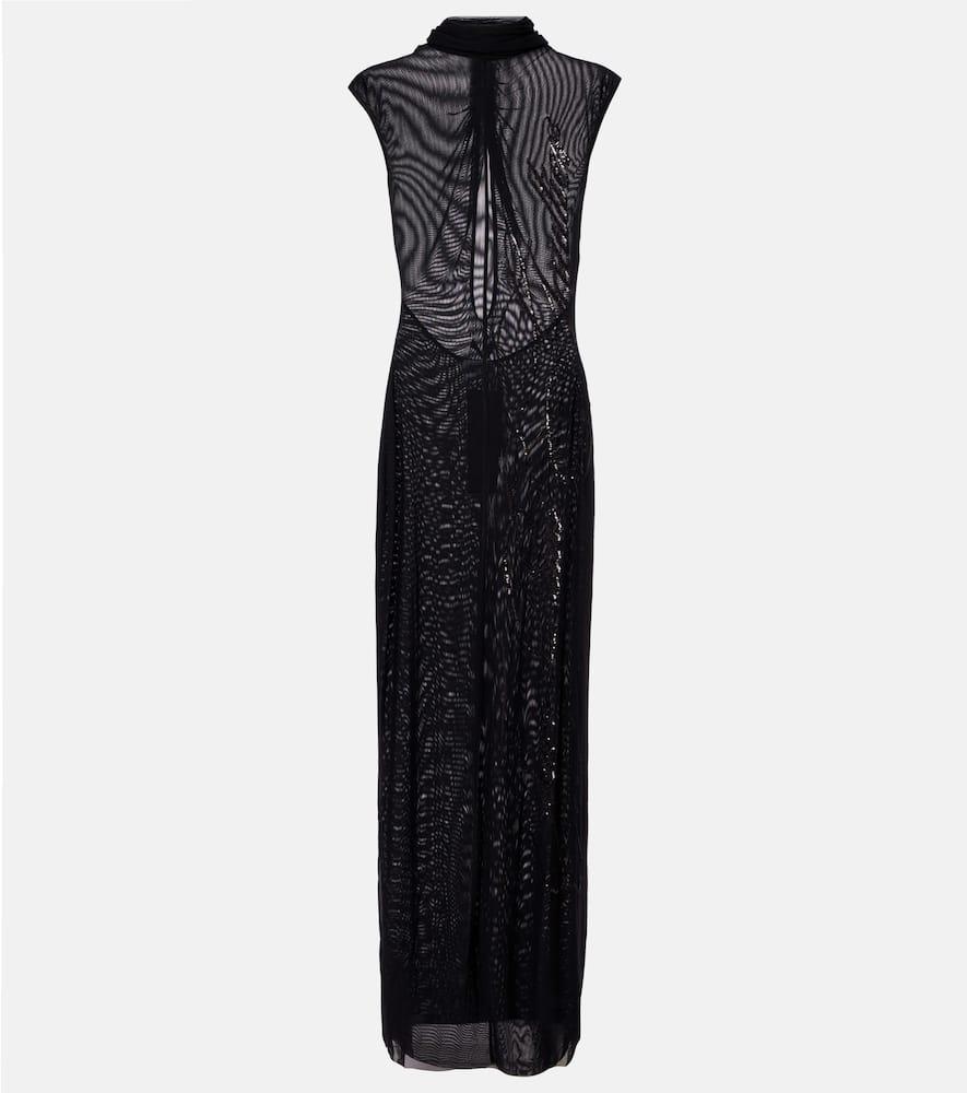 jean paul gaultier sequined mesh maxi dress