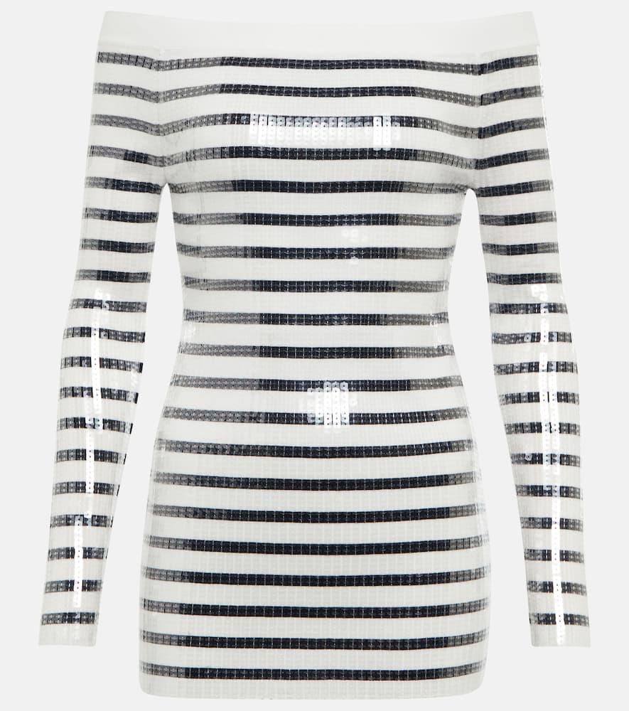 jean paul gaultier sequined striped sweater minidress