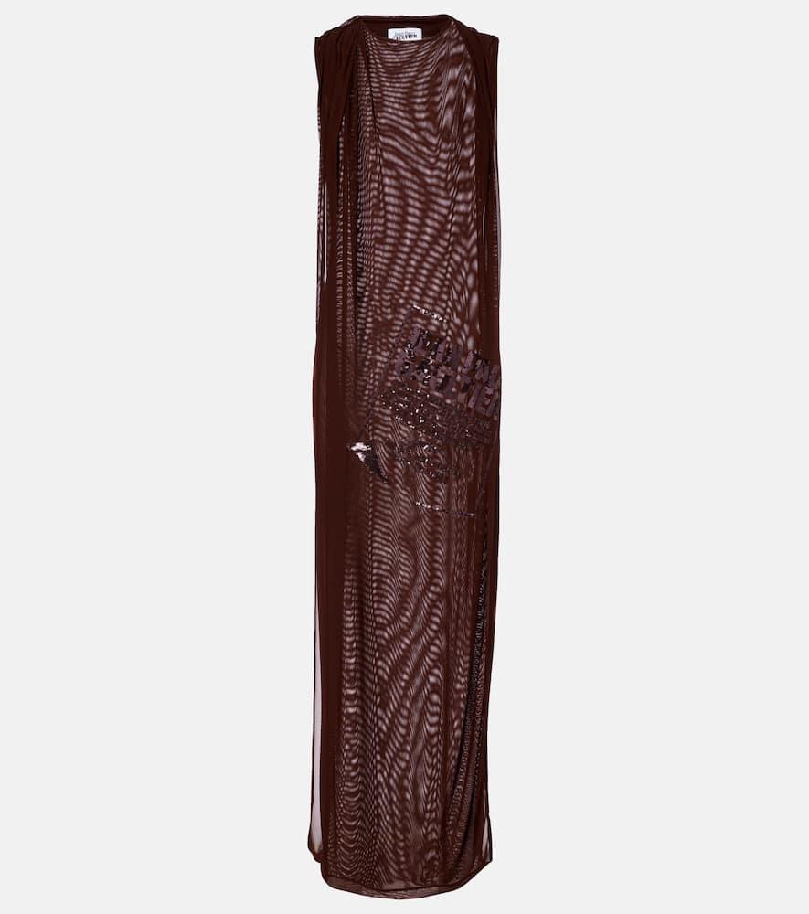 jean paul gaultier sequined tulle maxi dress