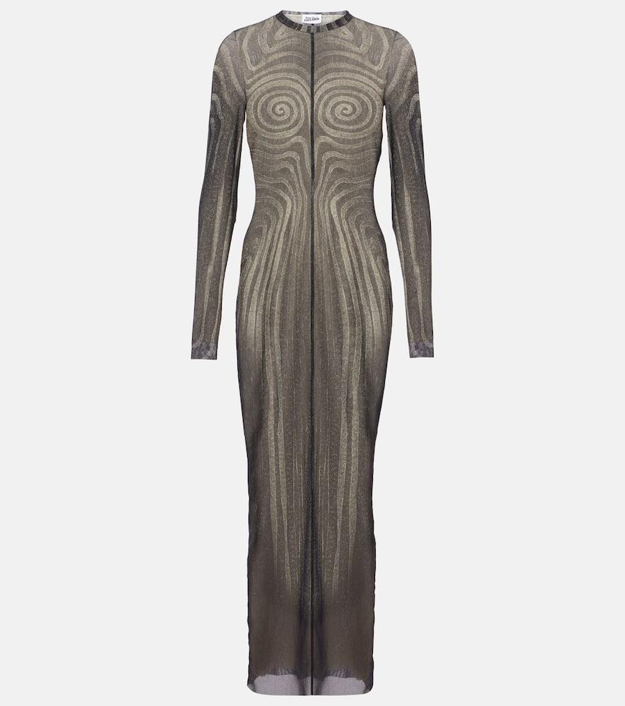 jean paul gaultier spiral mesh maxi dress