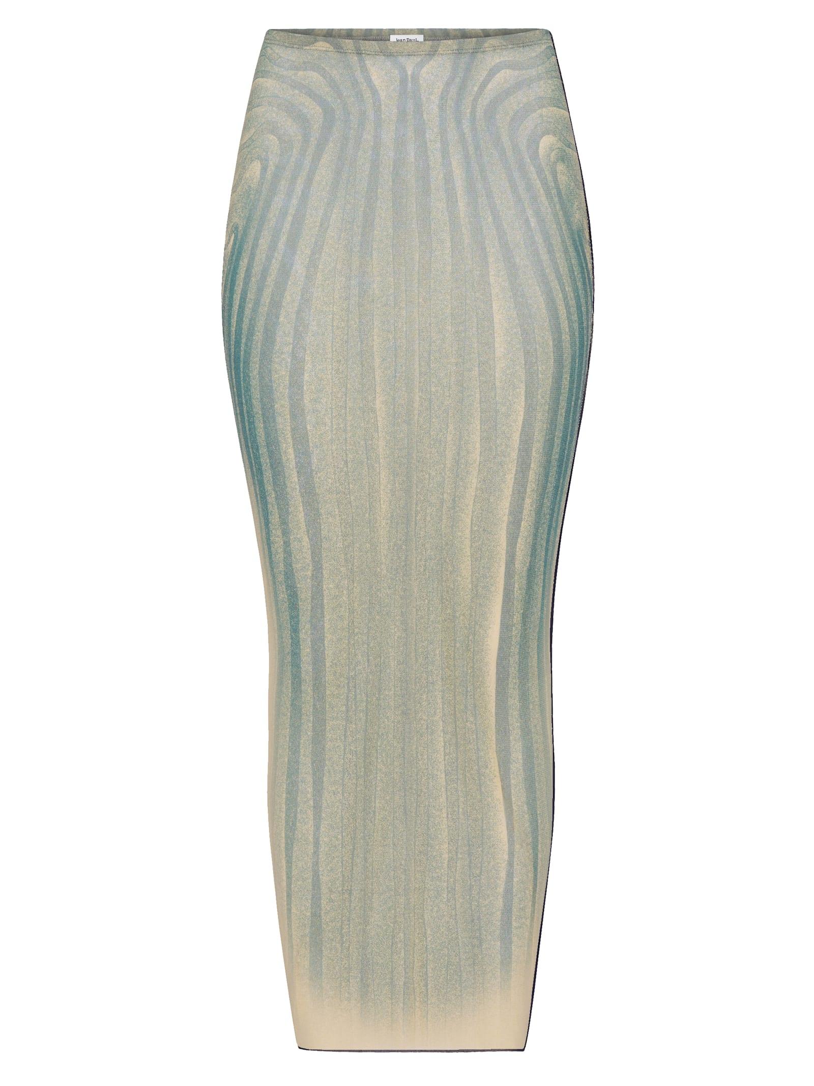 jean paul gaultier spiral printed mesh long skirt