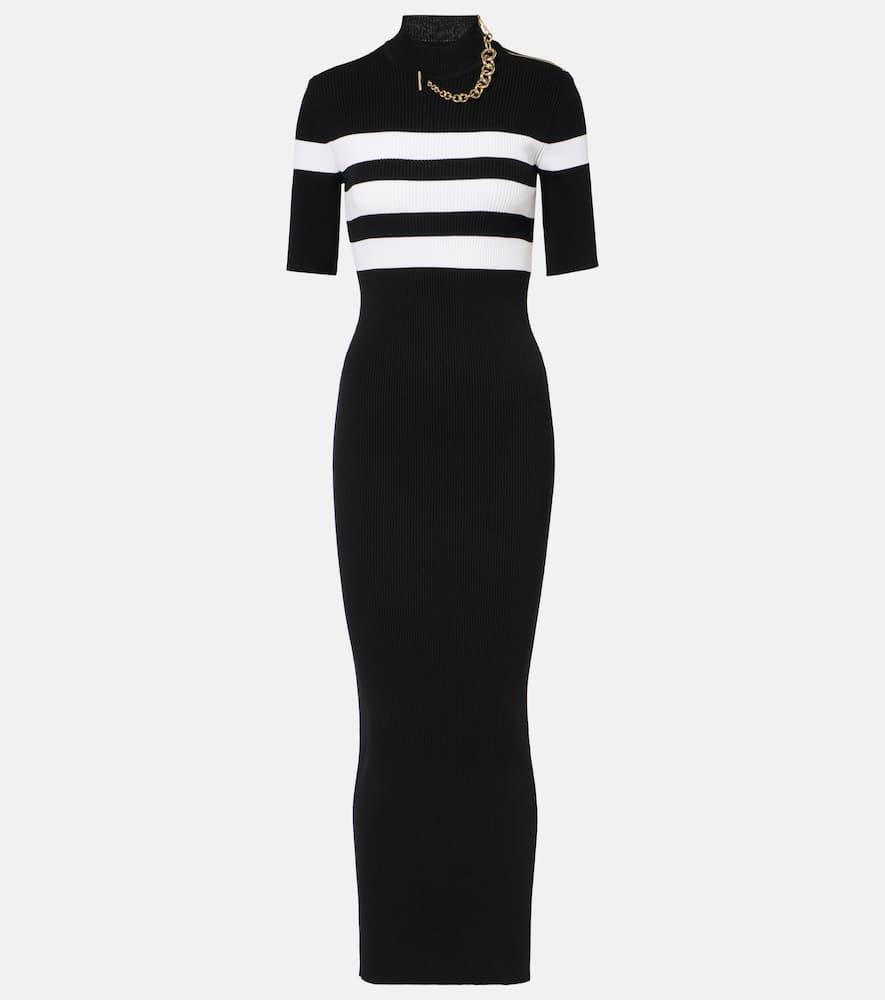 jean paul gaultier striped jersey maxi dress